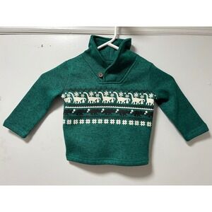 Jumping Beans Toddler Boys 12M Green Dinosaur Fair Isle Sweater
